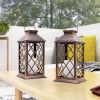 Abble Outdoor ,13'' x 5.5'' x 5.5'' Yard Classic Asymmetrical Plastic Lantern, Bronze, 2 -Pieces