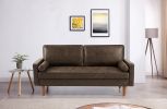 Mid Century Modern Sofa, Button Tufted Seat Cushion, Track Armrest, 2 Bolster Pillows, Comfy Couch for Living Room, Dorm, Office, Apartment