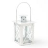 WAY TO CELEBRATE! 4-inch tall White Manual Power Metal Lantern, Indoor/Outdoor, 1 Each