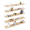 5 Tier Bookcase Home Office Open Bookshelf, Vintage Industrial Style Shelf, MDF Board, White Metal Frame, Oak