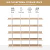 5 Tier Bookcase Home Office Open Bookshelf, Vintage Industrial Style Shelf, MDF Board, White Metal Frame, Oak