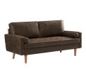 Mid Century Modern Sofa, Button Tufted Seat Cushion, Track Armrest, 2 Bolster Pillows, Comfy Couch for Living Room, Dorm, Office, Apartment