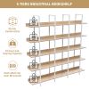 5 Tier Bookcase Home Office Open Bookshelf, Vintage Industrial Style Shelf, MDF Board, White Metal Frame, Oak