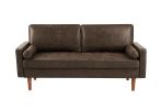 Mid Century Modern Sofa, Button Tufted Seat Cushion, Track Armrest, 2 Bolster Pillows, Comfy Couch for Living Room, Dorm, Office, Apartment