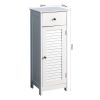 White Wooden Floor Cabinet Storage Organizer with Drawer and Single Shutter Door - Elegant Bathroom Corner Unit