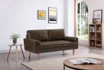 Mid Century Modern Sofa, Button Tufted Seat Cushion, Track Armrest, 2 Bolster Pillows, Comfy Couch for Living Room, Dorm, Office, Apartment