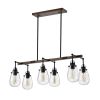 Enija Imitation Wood Grain/Matte Black 6-light Chandelier