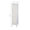 Tall Narrow Tower Freestanding Cabinet with 2 Shutter Doors 5 Tier Shelves for Bathroom;  Kitchen ; Living Room ; Storage Cabinet; White