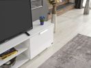 FurnisHome Store April Mid Century Modern Tv Stand 2 Door Cabinets 2 Shelves White 66 inch Tv Unit, White