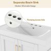 30'' Bathroom Vanity with Seperate Basin Sink, Modern Bathroom Storage Cabinet with Double-sided Storage Shelf, Freestanding Bathroom Vanity Cabinet w